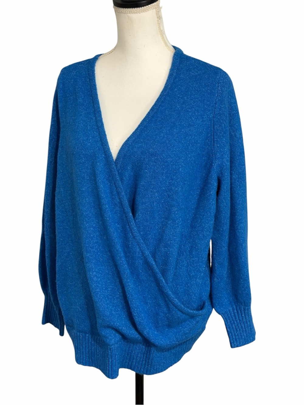 torrid sz 1 Blue Wrap-Front V-Neck Sweater Vegan Cashmere